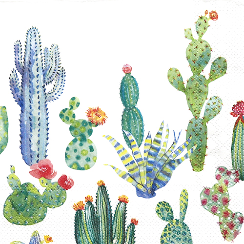 냅킨아트 L770390  MY LITTLE GREEN CACTUS white 냅킨20매 33x33cm 1014