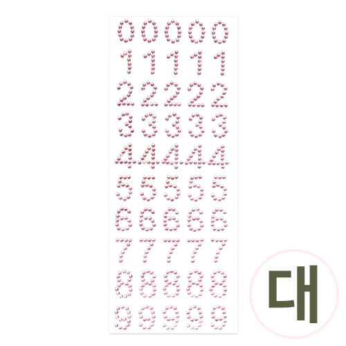 스티커 반구 크리스탈 숫자 대 3호 핑크