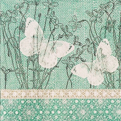 냅킨아트 SDL086912 Butterflies on Linen TURQUOISE 킨20매 33x33cm 2088