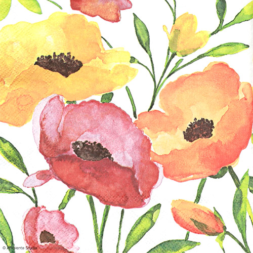 냅킨아트 13307820 Aquarell Poppy 냅킨20매 33x33cm 2255