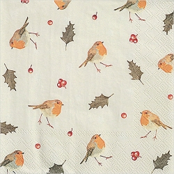 냅킨아트 L821760 LITTLE RED ROBINS cream 냅킨20매 33x33cm 2532