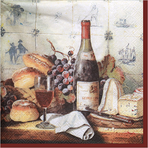 냅킨아트 L23610 WINE AND CHEESE red 냅킨20매 33x33cm 2704