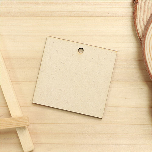 MDF 1구멍 직사각판 6x5.7cm 두께 3mm 10개입