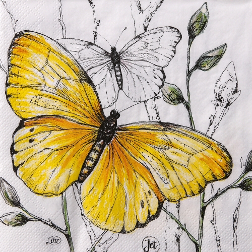 냅킨아트 L843670 COLOURFULBUTTERFLIES YELLOW 냅킨20매 33x33cm