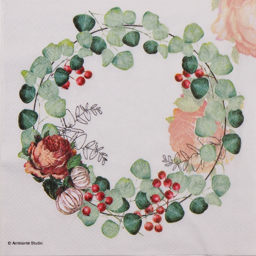 냅킨아트 33314525 Wreath Of Eucalyptus Grey 냅킨20매 33x33cm