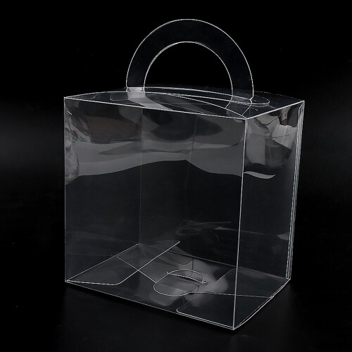 PVC 손잡이 사각 케이스 투명 4호 13.5x10x13.5cm 5개입