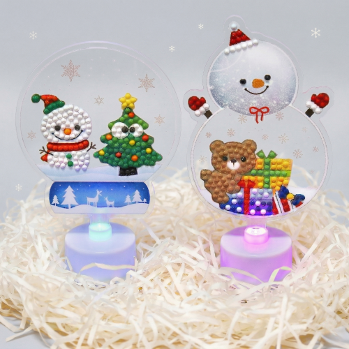 보석 십자수 크리스마스 눈사람 스노우볼 아크릴 무드등 1개입