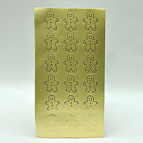 포장 장식스티커 쿠키맨 금색 13x23cm 10장입