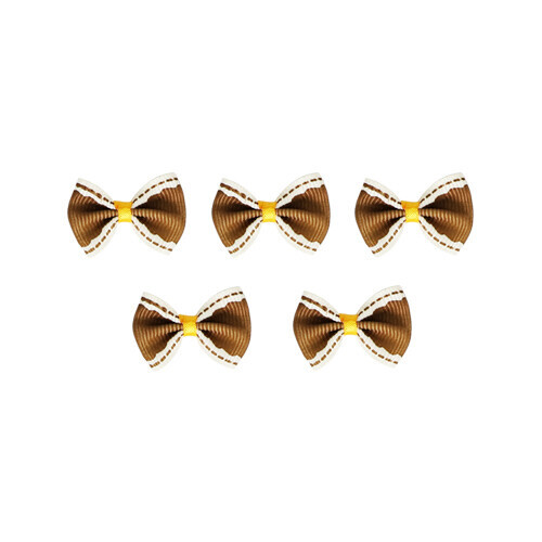 장식리본 스티치 밤색 35x22mm 10개입