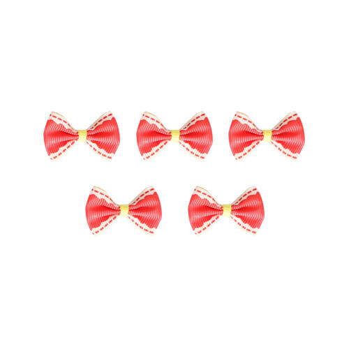 장식리본 스티치 다홍 35x22mm 10개입