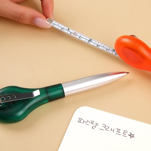 칼라 포인트 줄자 클립 볼펜 1개입
