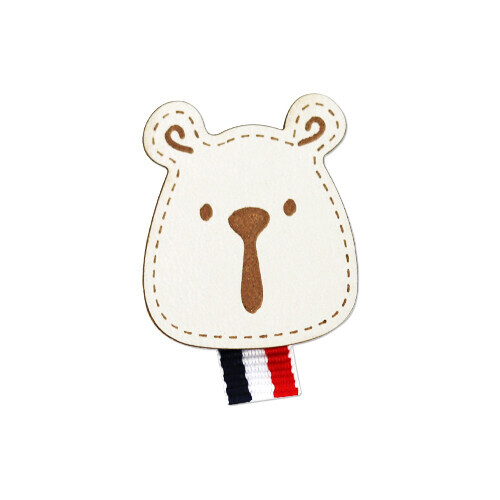 스티치 가죽 라벨 곰 30x45mm 10개입