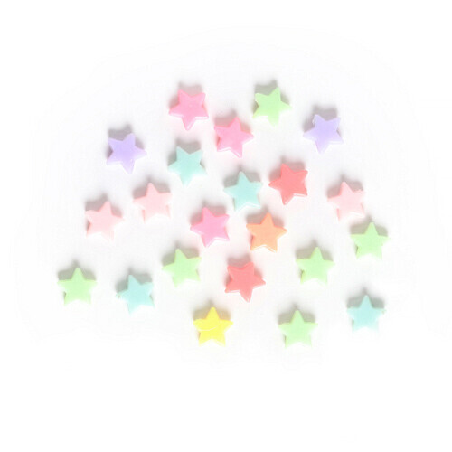 플라스틱 비즈 2구멍 별 소 14x14mm 50개입