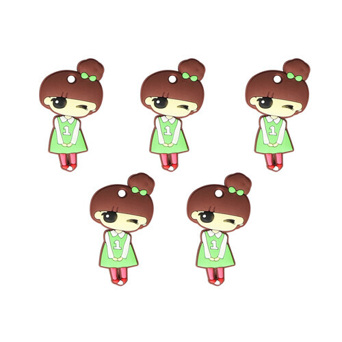 실리콘 장식데코 윙크소녀 35x65mm 5개입