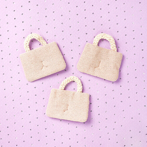 미니어처 패브릭가방 브로치용 1호 아이보리 5.5x5.5cm 5개입