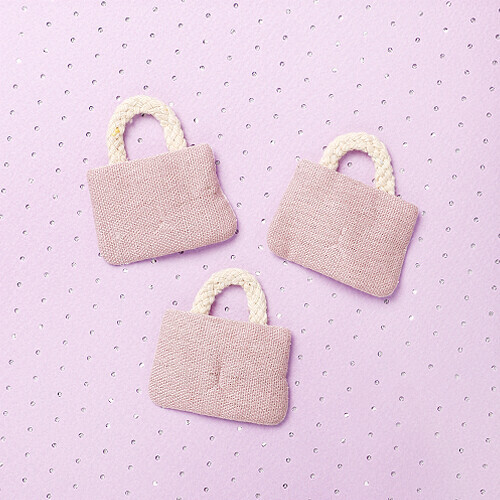 미니어처 패브릭가방 브로치용 2호 핑크 5.5x5.5cm 5개입
