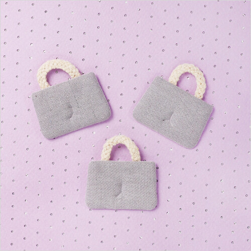 미니어처 패브릭가방 브로치용 3호 회색 5.5x5.5cm 5개입