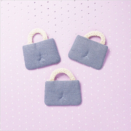 미니어처 패브릭가방 브로치용 4호 하늘 5.5x5.5cm 5개입