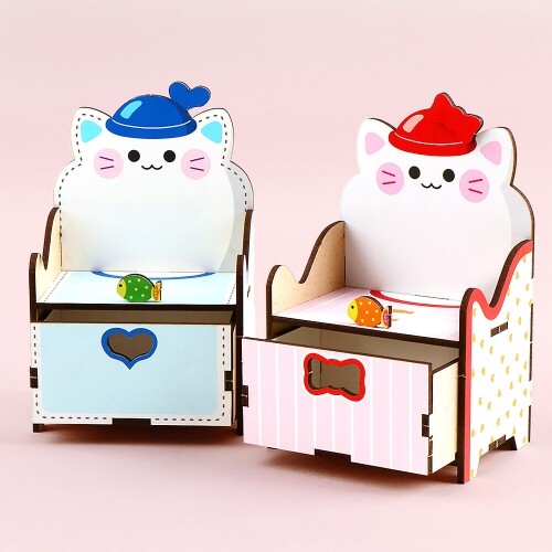 인쇄 우드 모자 고양이 다용도 보관함