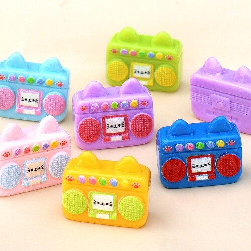 미니어처 칼라 고양이 라디오 장식 데코 10개입