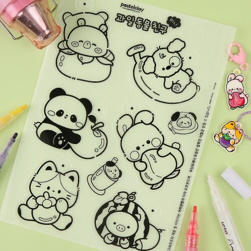 미니 과일 동물 인쇄 슈링클 플라스틱 마술종이 1장입