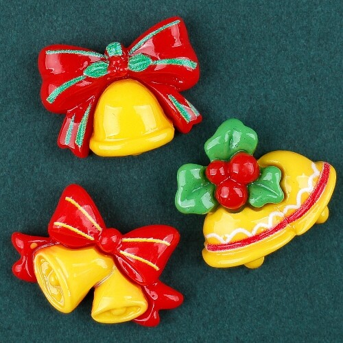 미니어처 성탄 리본 방울 종 장식 데코 10개입