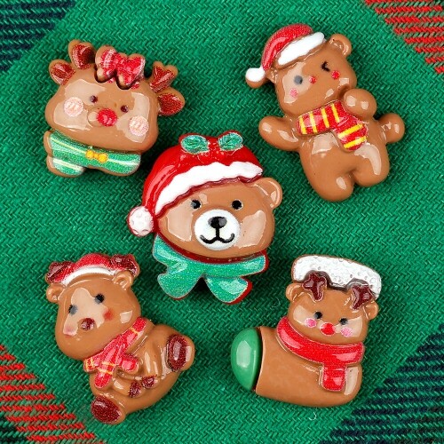 미니어처 산타 모자 곰돌이 루돌프 장식 데코 10개입