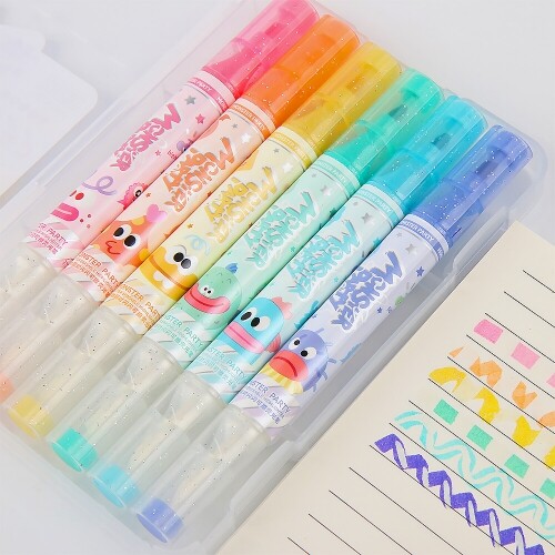 지워지는 양면 트윈 지우개 포인트 형광펜 마카 펜 6색 세트