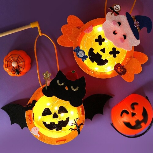 펠트 할로윈 호박 초롱 무드등 만들기 1개입