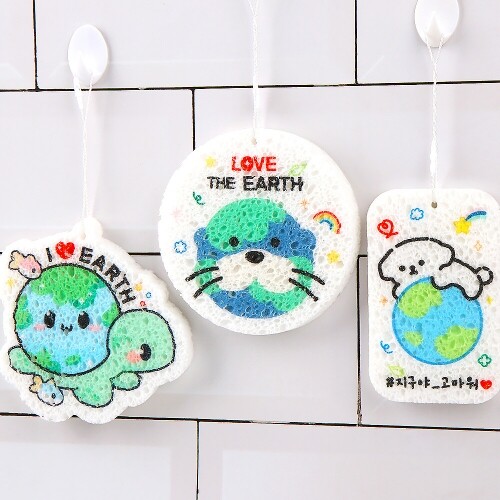 지구 환경 사랑 친환경 셀룰로오스 압축 스펀지 수세미 1개입