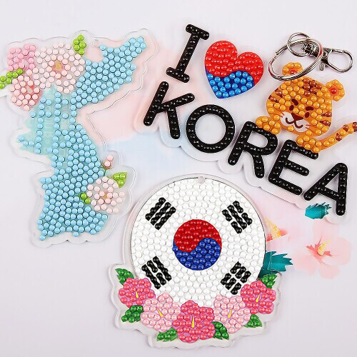 보석십자수 나라 사랑 아크릴 열쇠고리