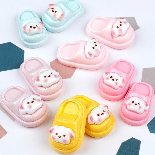 미니어처 강아지 슬리퍼 실내화 장식 데코 10개입