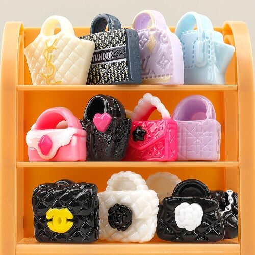 미니어처 칼라 블랙 화이트 명품 모양 가방 장식 데코 10개입