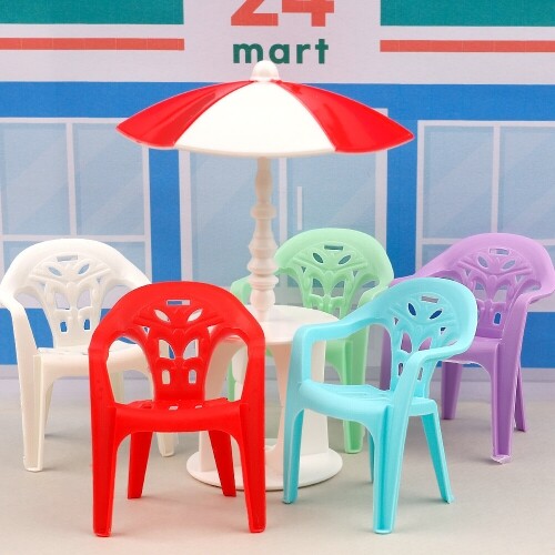 미니어처 파스텔 편의점 플라스틱 의자 10개입