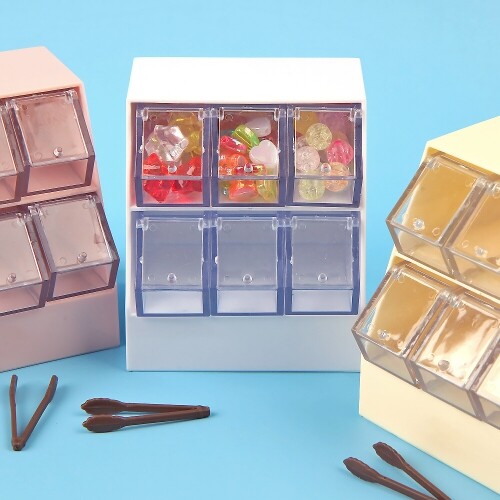 미니어처 투명 아크릴 6칸 집게 상품 진열대 1개입