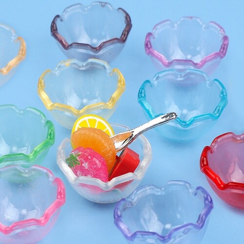 미니어처 투명 칼라 빙수 화채 그릇 10개입