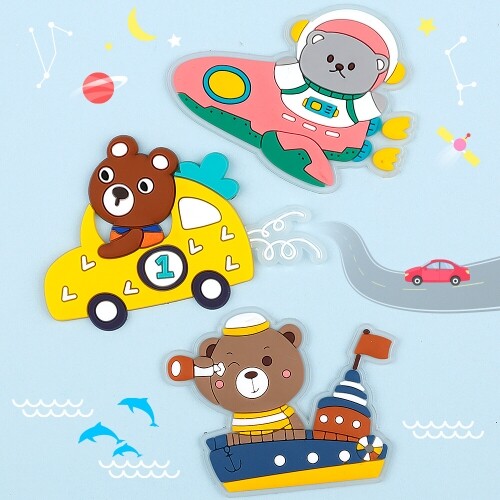 실리콘 곰돌이 이동 수단 장식데코 2개입