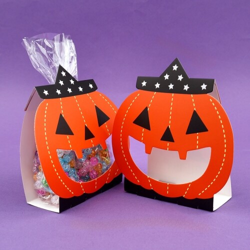 할로윈 호박 선물 포장 비닐 상자 4개입