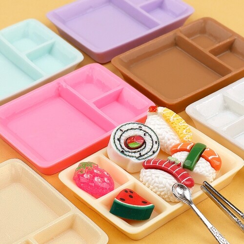 미니어처 3칸 도시락 식판 장식 데코 10개입