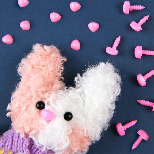 미니어처 모루 인형 핑크 납작 나사형 코 부자재 20개입