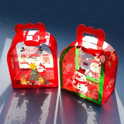 PVC 손잡이 투명 컬러 크리스마스 선물 상자 1개입