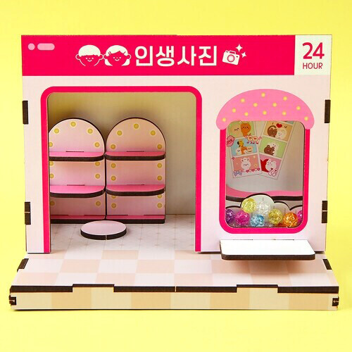 인쇄 우드 DIY 미니어처 핑크 네 컷 사진관 만들기