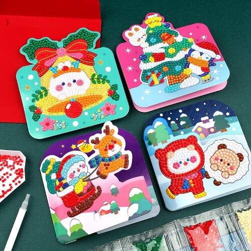 보석십자수 곰돌이 토끼 크리스마스 카드 봉투 만들기 세트