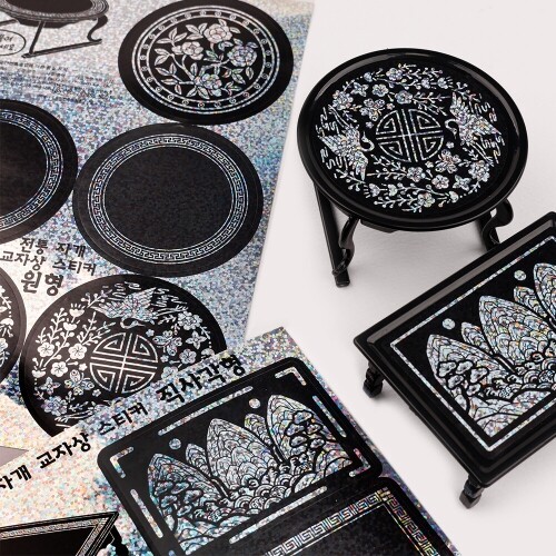 홀로그램 전통 자개 교자상 스티커