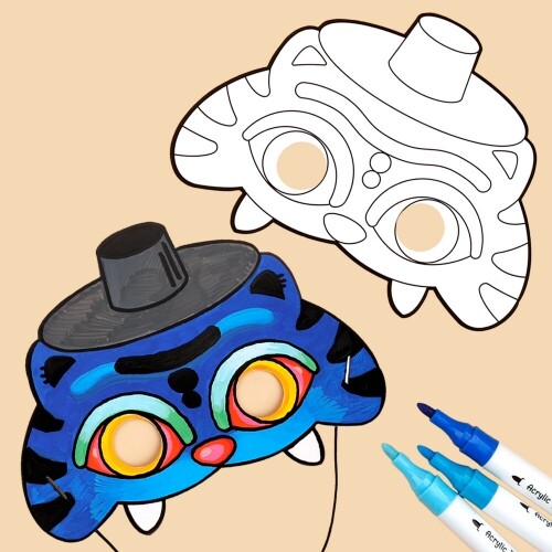 한정 판매 1개입 종이 색칠 호랑이 가면 만들기