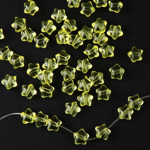 약 50개입 투명 칼라 별 옐로우 비즈