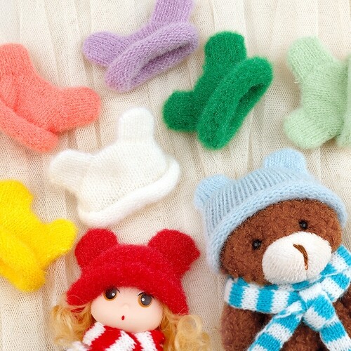 5개입 인형 곰돌이 귀 촘촘 니트 모자