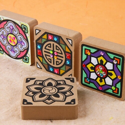 단청 문양 우드 비석 치기 전통 민속 놀이 세트