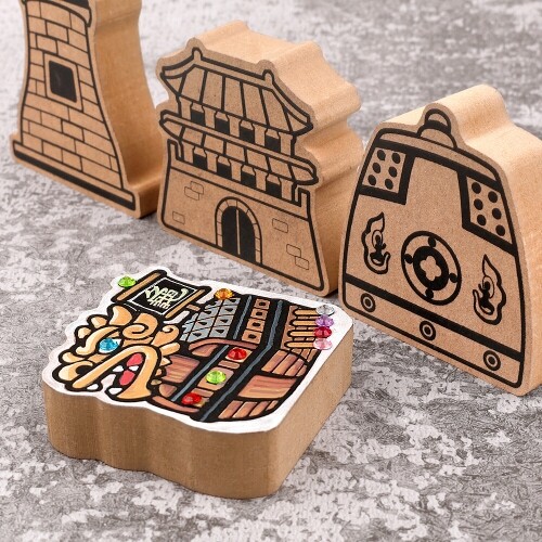 문화재 유산 우드 비석 치기 전통 민속 놀이 세트