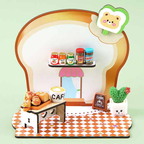 인쇄 우드 DIY 미니어처 곰돌이 식빵 배경판 만들기